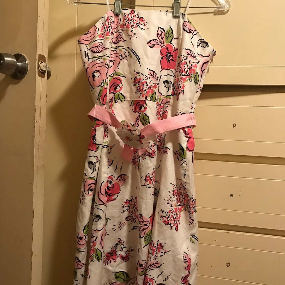 Strapless Ann Taylor Loft White floral dress